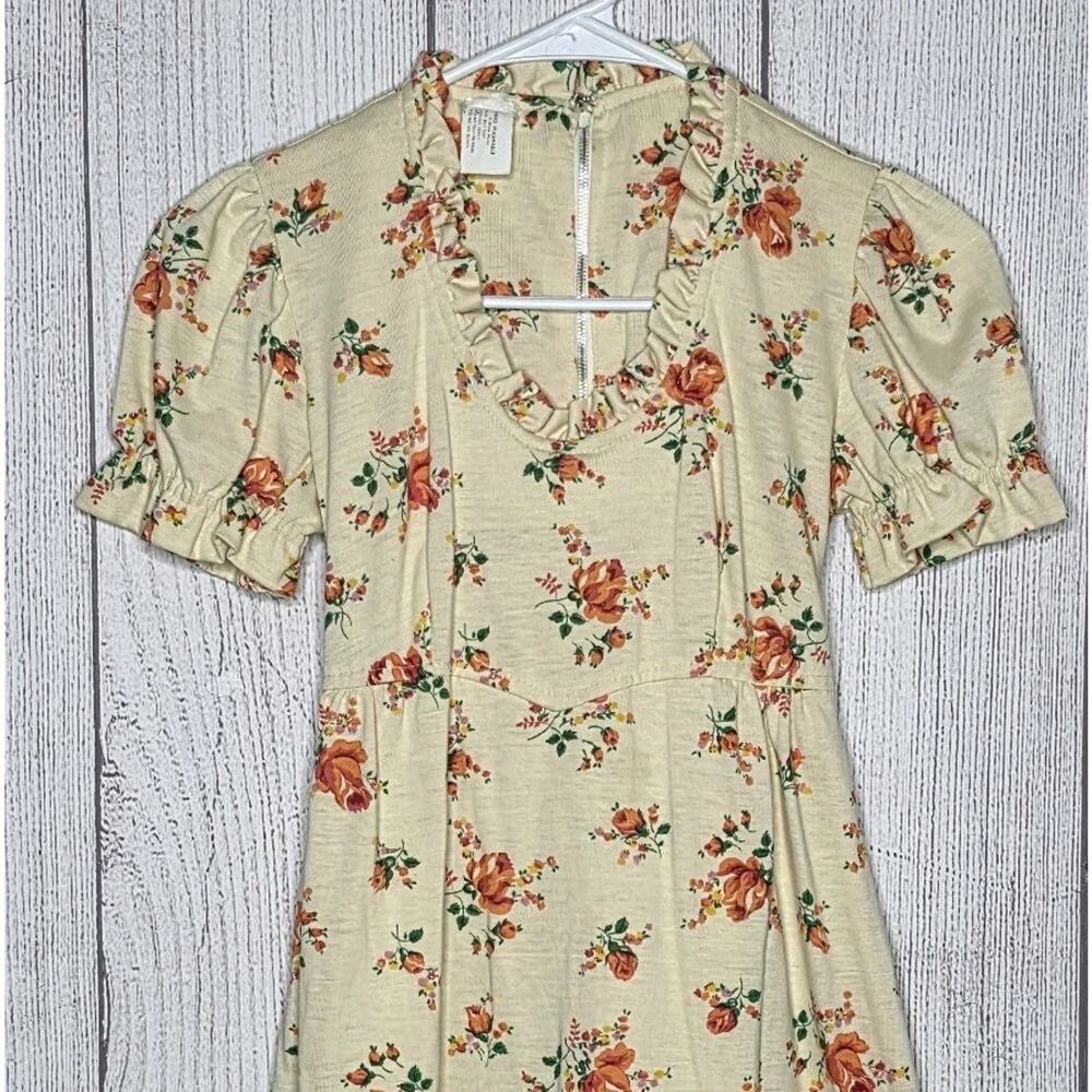 Vintage Girls Floral Dress Puff Sleeve Back Zip Cottagecore, sz 10/12 - Picture 2 of 5